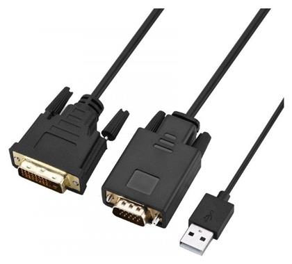 Cable DVI-D male - VGA male 2m Μαύρο (CAB-DVI009) Powertech