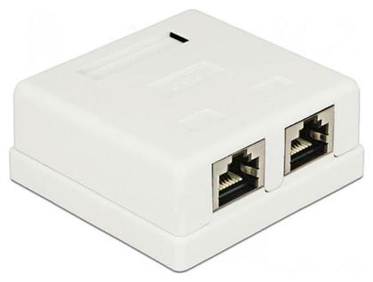Εξωτερική Διπλή Πρίζα Δικτύου RJ45 Τύπου Cat6 σε Λευκό Χρώμα CAB-N130 Powertech