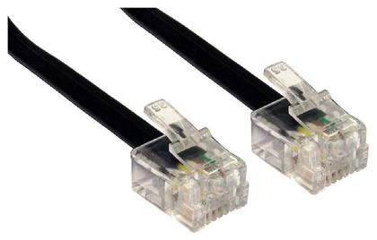 Flat Τηλεφωνικό Καλώδιο RJ11 6P4C 2m Μαύρο (CAB-T008) Powertech