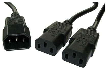 IEC C14 - 2x IEC C13 Cable 1.5m Μαύρο (CAB-P008) Powertech