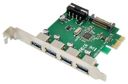 Κάρτα PCIe σε 4 θύρες USB 3.0 Powertech