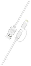 Regular USB to Lightning / micro USB Cable 2.4A Λευκό 1m (PT-707) Powertech