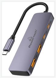 USB 3.2 Hub 4 Θυρών με σύνδεση USB-C Γκρι Powertech