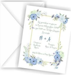 Προσκλητήριο Γάμου με Γαλάζια Λουλούδια από το Idontbelieveit