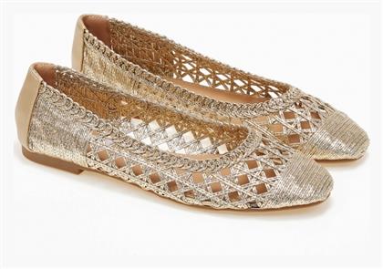 Ψάθινες Μπαλαρίνες Πλεκτό Σχέδιο Χρυσό - Issue Fashion