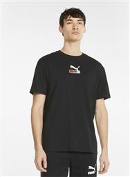 Puma Ανδρικό T-shirt Μαύρο με Στάμπα