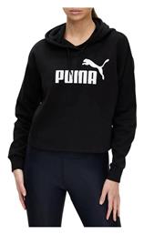 ESSENTIALS Cropped Γυναικείο Φούτερ με Κουκούλα Μαύρο Puma