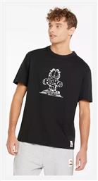X Garfield Ανδρικό T-shirt Μαύρο με Στάμπα Puma