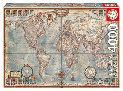 Puzzle The World, Executive Map 2D 4000 Κομμάτια - Educa