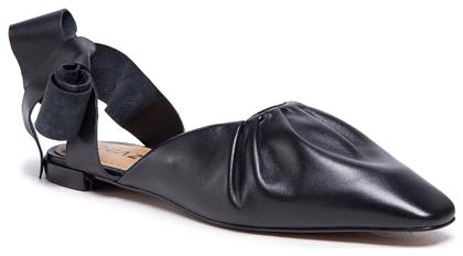 Δερμάτινες Γυναικείες Μπαλαρίνες Slingback σε Μαύρο Χρώμα Quazi