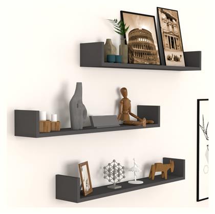 Ράφια Τοίχου Tyrion 3τμχ 90x15x12εκ. Ανθρακί - Megapap