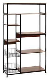Ραφιέρα Δαπέδου Leena 80x30x142εκ. Dark Oak - Μαύρο - Pakketo