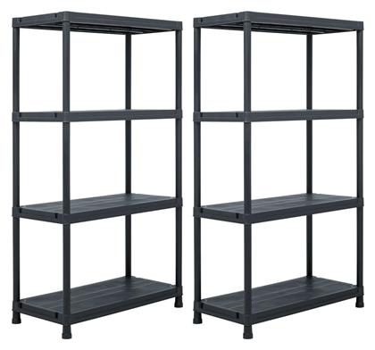 Ραφιέρα Πλαστική με 3 Ράφια Μαύρη 2τμχ 60x30x138cm - vidaXL