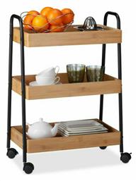 Τρόλεϊ Κουζίνας Μεταλλικό Μαύρο 3 Θέσεων 49.5x28x70cm Relaxdays
