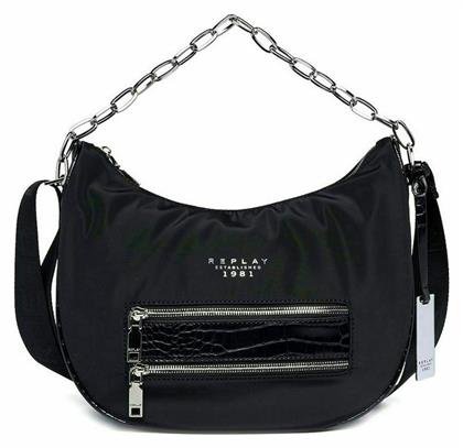 Γυναικεία Τσάντα Hobo 'Ωμου σε Μαύρο χρώμα Replay
