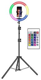 RGB Ring Light Mega Led Ring Light 26cm 26cm 3200-5600K με Τρίποδο Δαπέδου και Βάση για Κινητό - OEM