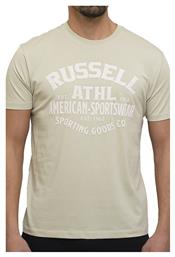 Ανδρικό T-shirt Μπεζ με Λογότυπο Russell Athletic