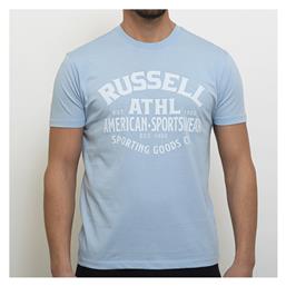 Ανδρικό T-shirt Γαλάζιο με Στάμπα Russell Athletic