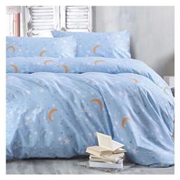 Moonlight Σετ Σεντόνια Μονά Βαμβακερά σε Μπλε Χρώμα 260x160cm 3τμχ Rythmos
