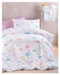 Σετ Σεντόνια Ημίδιπλα με Λάστιχο Βαμβακερά Symbol Rainbow 160x260cm 3τμχ Rythmos