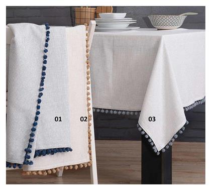 Τραπεζομάντηλο Βαμβακερό Pom Pom Γκρι 03 140x220εκ. Rythmos
