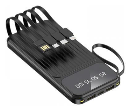 S101 Power Bank 8000mAh 20W με 2 Θύρες USB-A και Θύρα USB-C Μαύρο - Tradesor