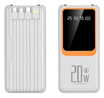 S113 Power Bank 10000mAh 20W με Θύρα USB-A και Θύρα USB-C Λευκό - Tradesor