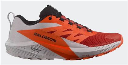 Sense Ride 5 Ανδρικά Αθλητικά Παπούτσια Trail Running Lunar Rock / Shocking Orange / Fiery Red Salomon