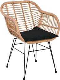 Πολυθρόνα Rattan Salsa με Μαξιλάρι Καφέ 2τμχ 57x61x82εκ. Woodwell