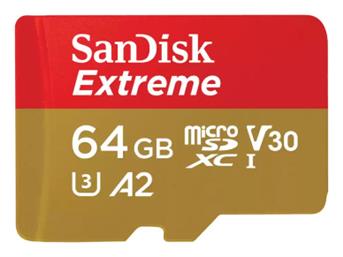Extreme microSDXC 64GB Class 10 U3 V30 A2 UHS-I Sandisk