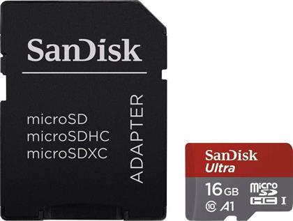 Sandisk Ultra microSDHC 16GB Class 10 A1 With Adapter Mobile από το e-shop