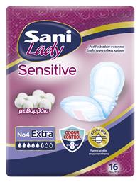 Sensitive Lady Extra No4 Γυναικείες Σερβιέτες Ακράτειας Κανονικής Ροής 4 Σταγόνες 16τμχ Sani