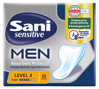 Sensitive Men Super Level 3 Ανδρικές Σερβιέτες Ακράτειας Κανονικής Ροής 5 Σταγόνες 10τμχ Sani