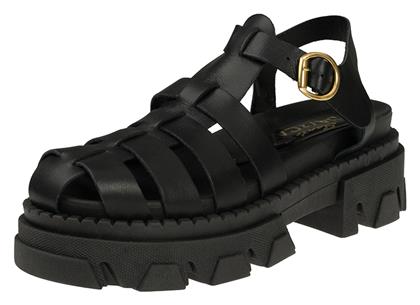 Day2day Δερμάτινα Γυναικεία Σανδάλια σε Μαύρο Χρώμα Sante