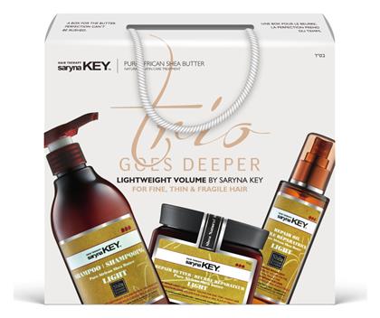 Trio Goes Deeper Lightweight Volume Σετ Θεραπείας Μαλλιών 3τμχ Saryna Key