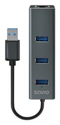 USB 3.1 Hub 3 Θυρών με σύνδεση USB-A Γκρι Savio