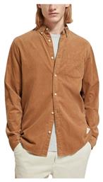 Essential Ανδρικό Πουκάμισο Μακρυμάνικo Κοτλέ Καφέ Scotch & Soda