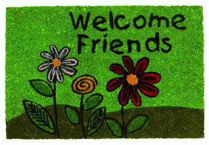 Πατάκι Εισόδου από Κοκοφοίνικα Ruco Print 401 Welcome Friends Πράσινο 40x60cm Sdim