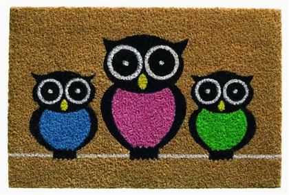 Πατάκι Εισόδου από Κοκοφοίνικα Ruco Print 417 Owls Καφέ 40x60cm Sdim