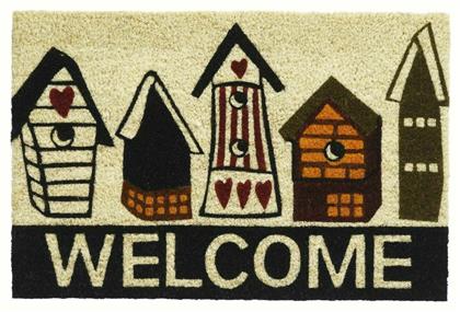 Πατάκι Εισόδου από Κοκοφοίνικα Ruco Print 735 Welcome Birdhouses Μπεζ-Μαύρο 40x60cm Sdim