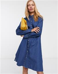 Selected Abigail long sleeve denim shirt dress-Blue από το Asos