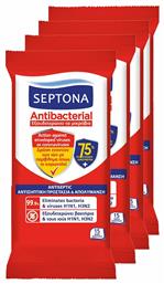 Antibacterial Υγρά Μαντηλάκια 75% 4 x 15τμχ Septona