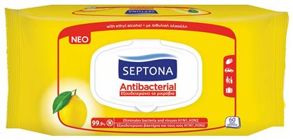 Antibacterial Υγρά Μαντηλάκια Λεμόνι 60τμχ Septona