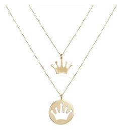 Σετ από δύο χρυσά κολιέ με κορώνες Κ14 for Mother and Daughter 046112 046112 Χρυσός 14 Καράτια