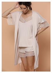 Καλοκαιρινή Γυναικεία Ρόμπα με Πιτζάμα Μπεζ Sexen