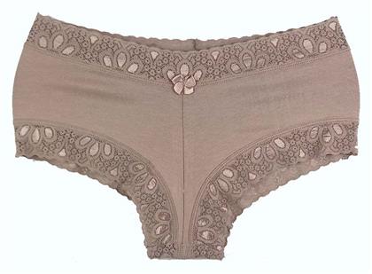 Βαμβακερό Γυναικείο Slip με Δαντέλα Μπεζ Sexen