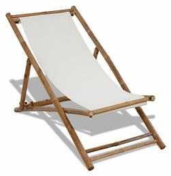 Σεζλόνγκ Μπαμπού με Λευκό Ύφασμα 112x60x75cm - vidaXL