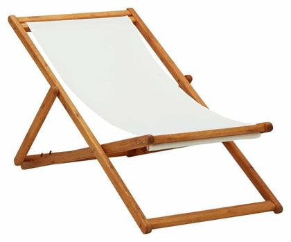 Σεζλόνγκ Ξύλινη με Εκρού Ύφασμα 127x60x95cm - vidaXL