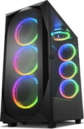 Sharkoon REV300 Gaming Full Tower Κουτί Υπολογιστή με Πλαϊνό Παράθυρο και RGB Φωτισμό Μαύρο