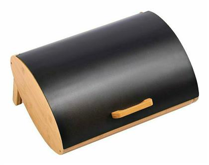 Ψωμιέρα με Καπάκι Ξύλινη σε Μαύρο Χρώμα Sidirela
